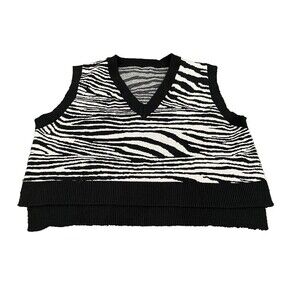 Black and White V-Neck Sweater Vest